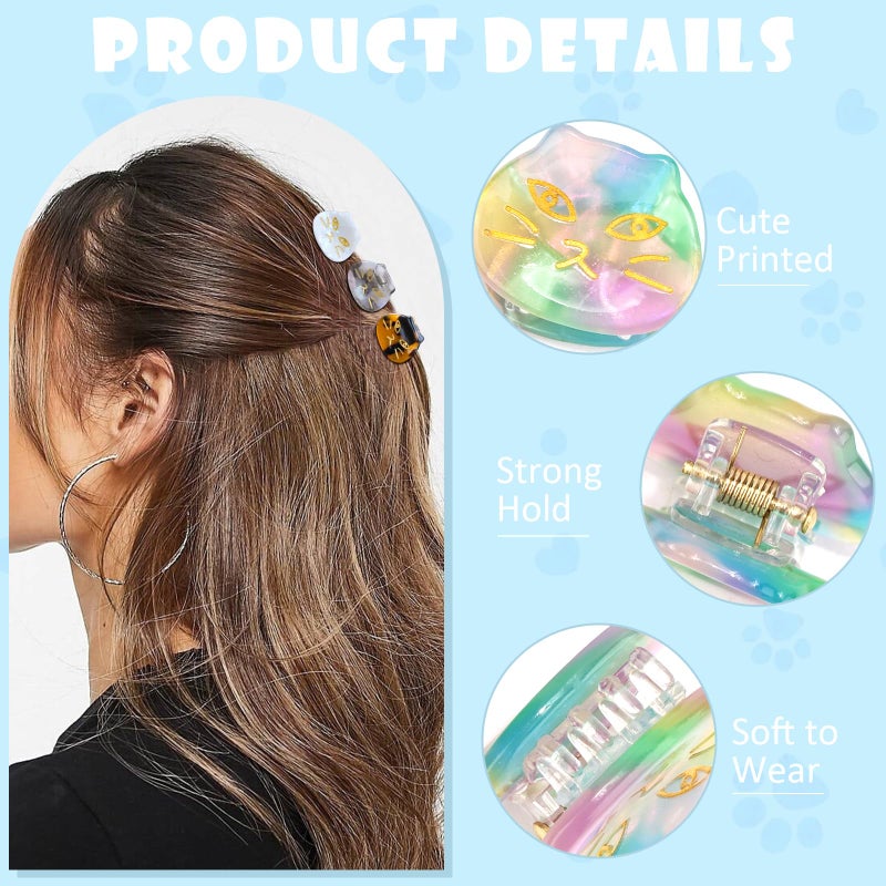 Hapdoo 9pcs Mini Cat Hair Clips, Cat Gifts for Women Cute Animal Hair Claw Clips Kitten Lover Gifts for Girls, Funny Pet Themed Hair Accessories Memorial Gift for Mother's Day, Birthday - Image 3